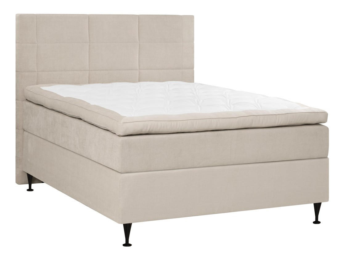 KONTINENTALSÄNG 140/200 cm,  in beige, H3 + H4 = fast + mycket fast  - beige/svart, Klassisk, metall/textil (140/200cm) - Novel