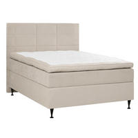 KONTINENTALSÄNG 140/200 cm,  in beige, H3 + H4 = fast + mycket fast  - beige/svart, Klassisk, metall/textil (140/200cm) - Novel