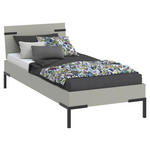 BETT 90/200 cm  in Hellgrau  - Hellgrau/Schwarz, Design, Holzwerkstoff/Metall (90/200cm) - Xora