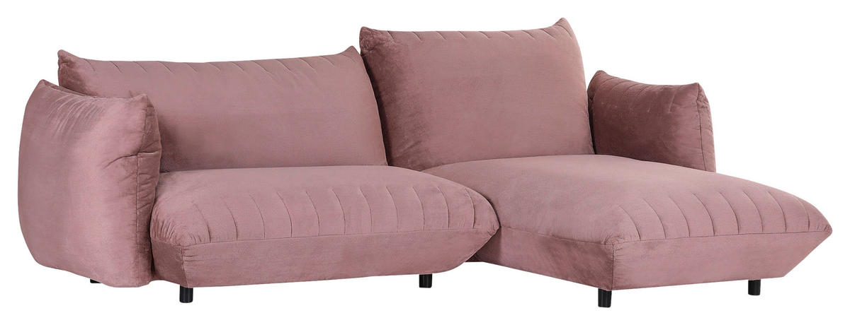 HÖRNSOFFA i plysch rosa  - svart/rosa, Klassisk, textil/plast (270/170cm) - MID.YOU