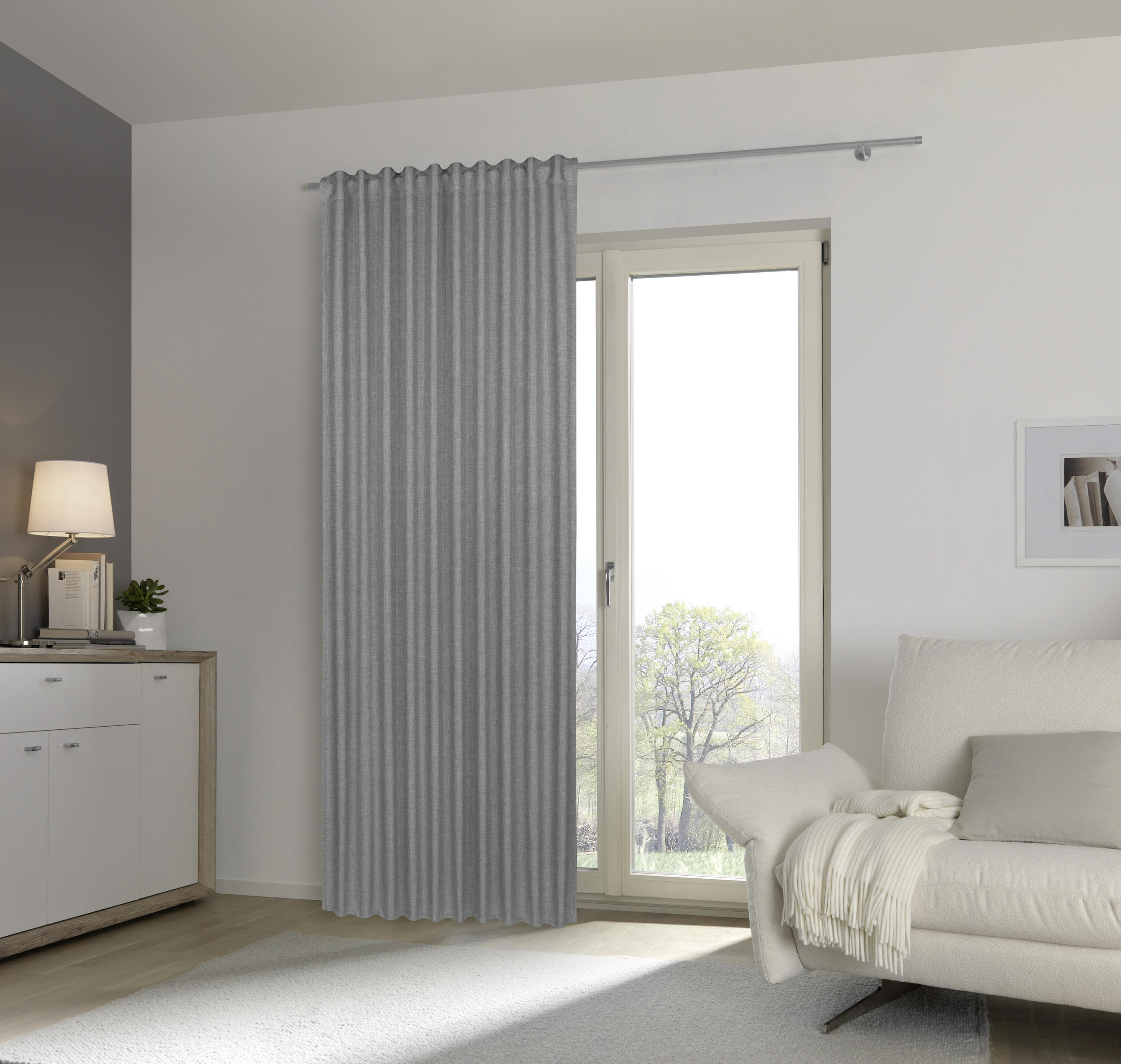 HOTOVÝ ZÁVES, nepriehľadné, 140/245 cm - sivá, Basics, textil (140/245cm) - Boxxx