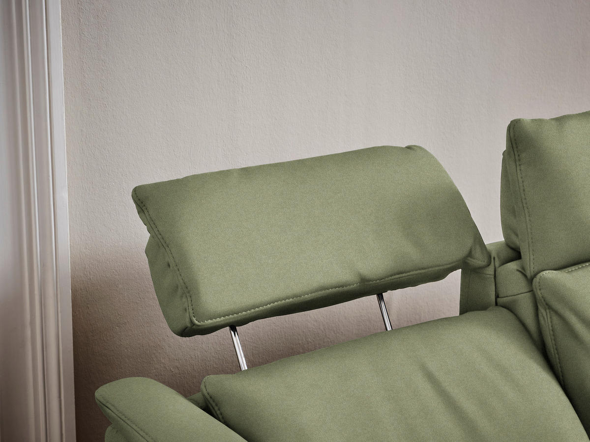 TRAPEZSOFA in Mikrofaser Hellgrün  - Schwarz/Hellgrün, Konventionell, Textil/Metall (221/103/95cm) - Dieter Knoll