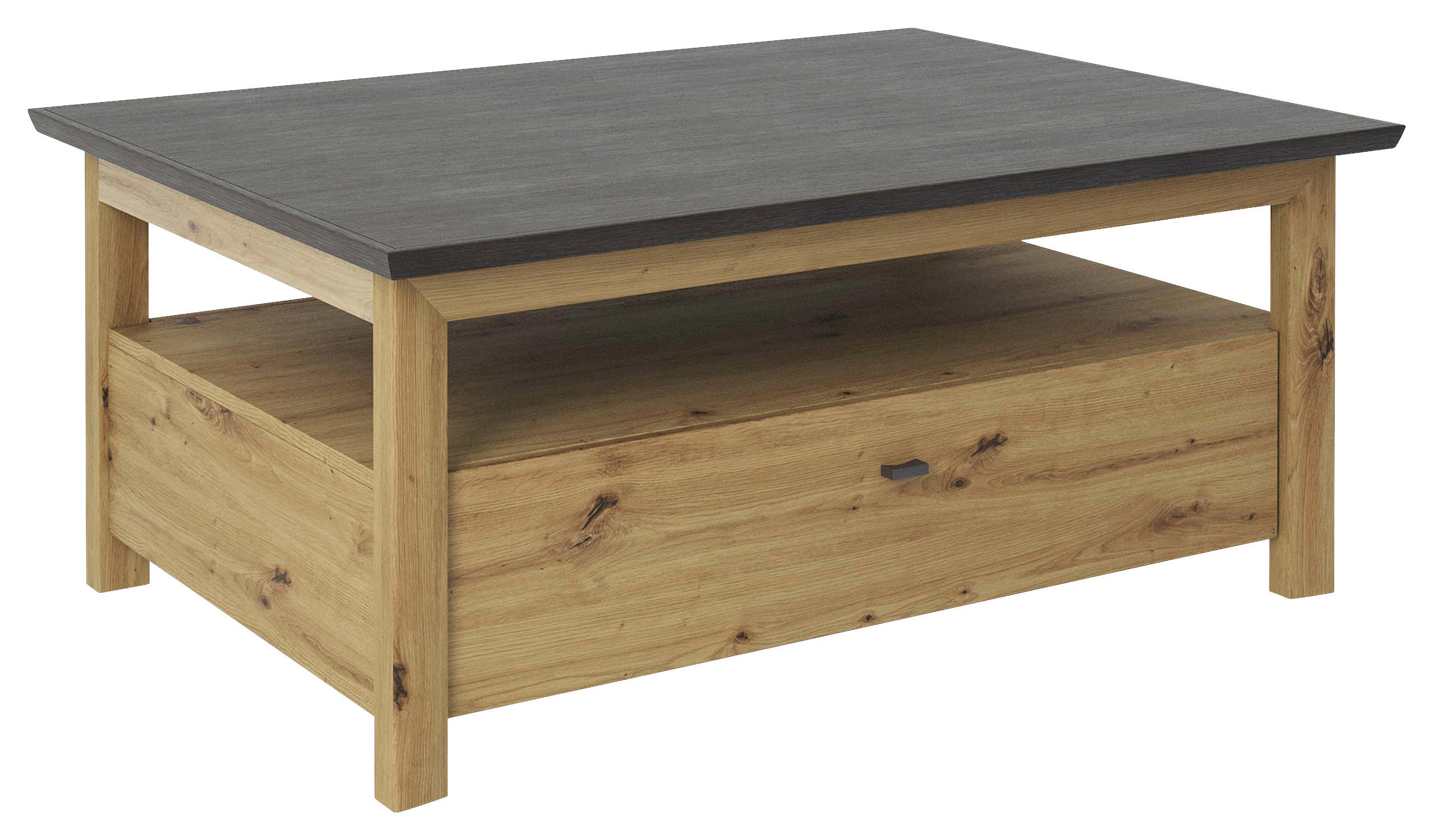 COUCHTISCH 110/80/45 cm rechteckig Dunkelgrau, Eiche Artisan  - Dunkelgrau/Schwarz, Basics, Holzwerkstoff/Metall (110/80/45cm) - Hom`in