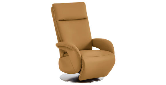 RELAXSESSEL in Leder Cognac - Edelstahlfarben/Cognac, Design, Leder/Metall (70/108/80cm) - Cantus