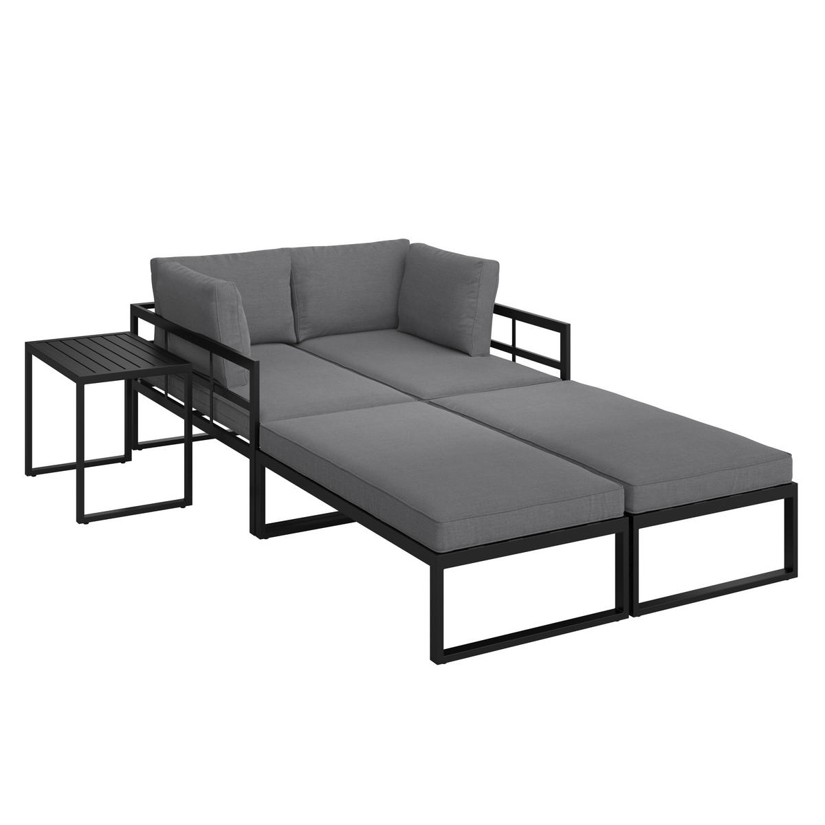 LOUNGE GARNITURA   metal, tekstil  antracit, siva    - siva/antracit, Design, metal/tekstil (188/250cm) - Ambia Garden