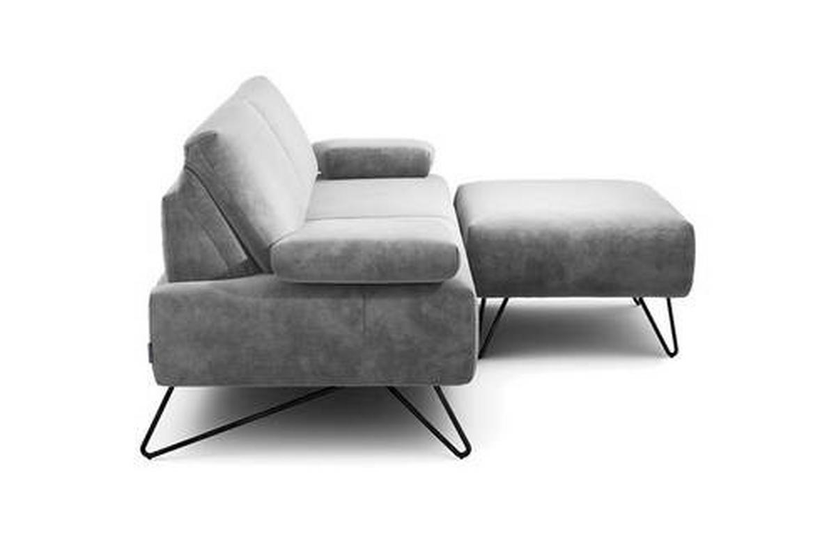 2,5-SITZER in Samt Hellgrau  - Hellgrau/Schwarz, Design, Textil/Metall (204-234/85/86-94cm) - SENSOO