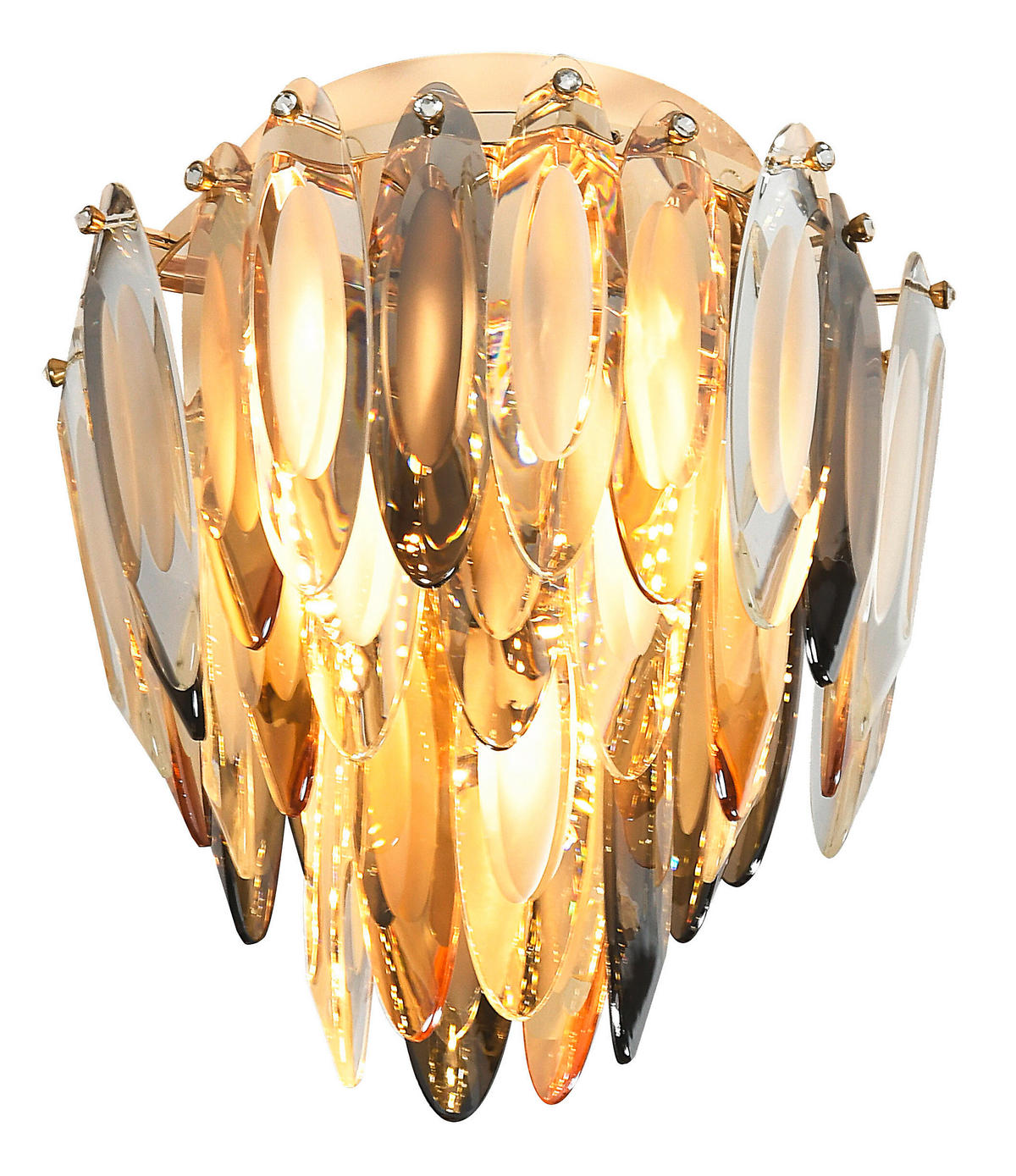 KRISTALL-DECKENLEUCHTE 42/37 cm   - Klar/Champagner, KONVENTIONELL, Glas/Metall (42/37cm)