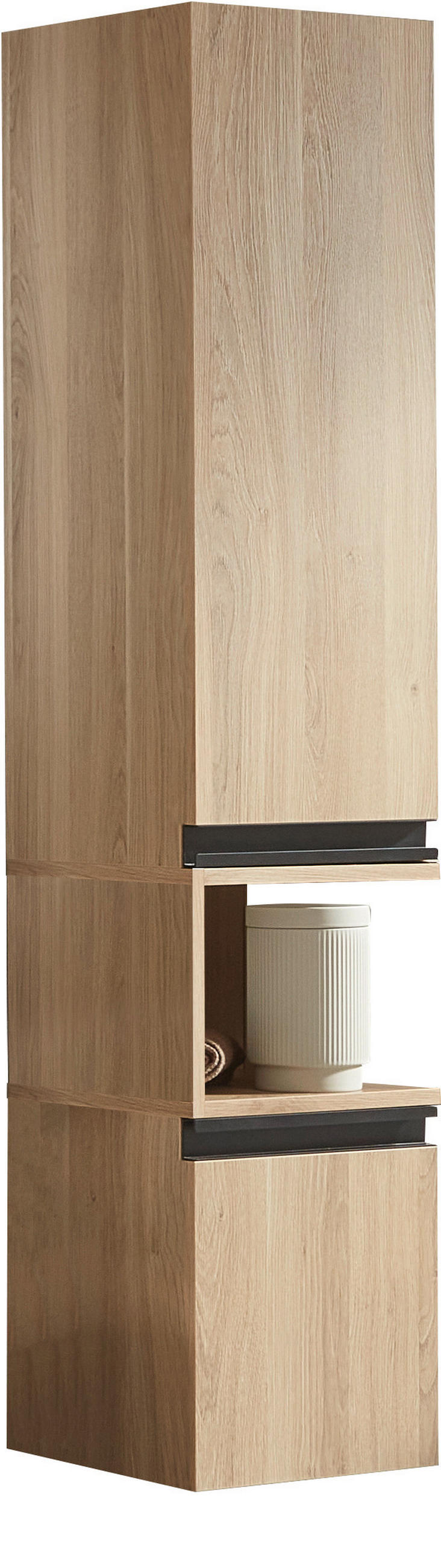 MIDISCHRANK 30/144/30 cm  - Eichefarben/Schwarz, Design, Glas/Holzwerkstoff (30/144/30cm) - Novel