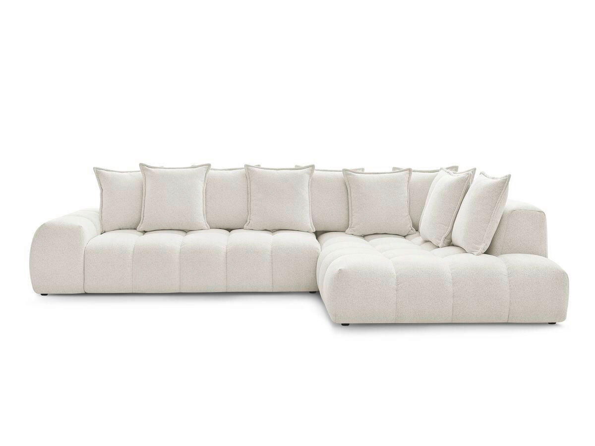 ECKSOFA Ottomane rechts  EVEREST Weiß Flachgewebe  - Schwarz/Weiß, MODERN, Kunststoff/Textil (352/210cm) - Livetastic