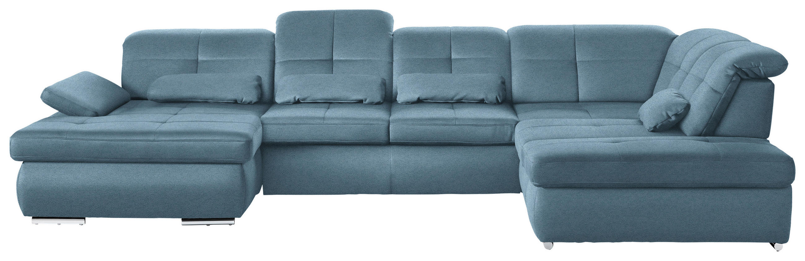 WOHNLANDSCHAFT Mikrofaser Hellblau  - Chromfarben/Hellblau, Design, Textil (195/371/260cm) - Beldomo Style