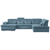 WOHNLANDSCHAFT Mikrofaser Hellblau  - Chromfarben/Hellblau, Design, Textil (195/371/260cm) - Beldomo Style