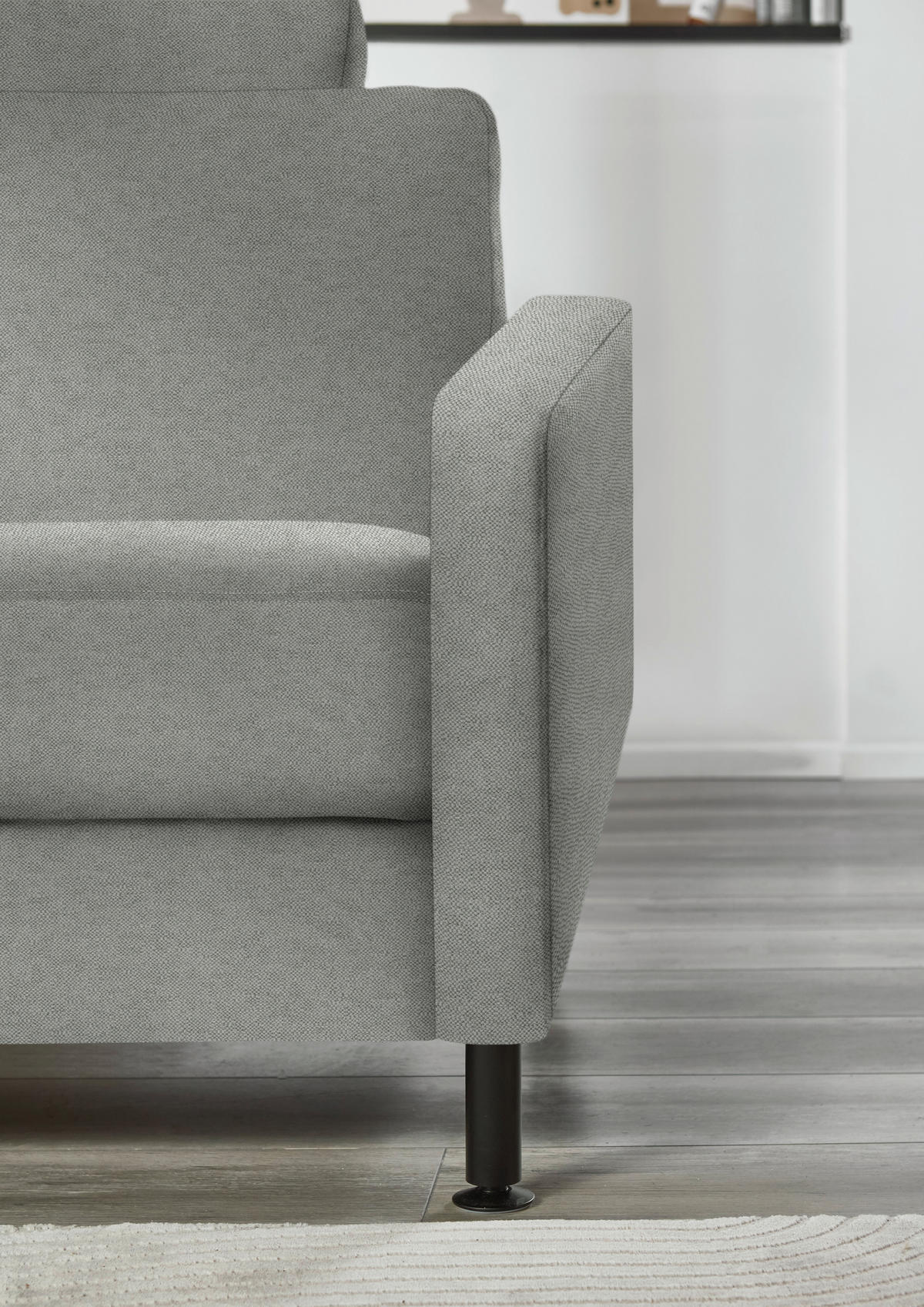 ECKSOFA  in Chenille, Flachgewebe Silberfarben  175/316 cm  - Silberfarben/Schwarz, Design, Textil/Metall (175/316cm) - Dieter Knoll