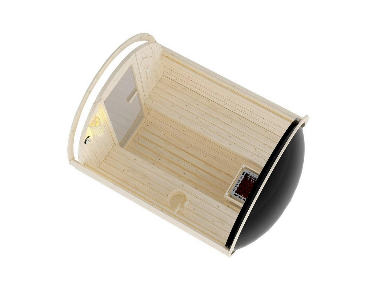 SAUNA für 6 Personen Nyborg  - Naturfarben, KONVENTIONELL, Glas/Holz (224,9/194,9/194,20cm)