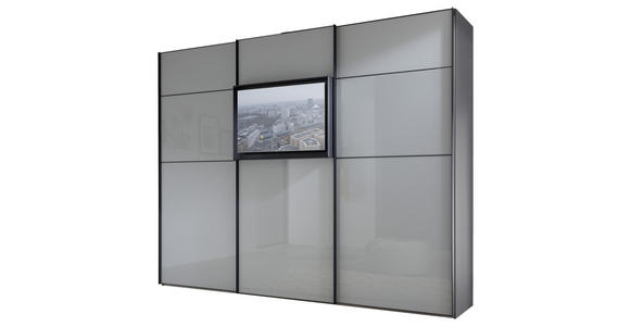 SCHWEBETÜRENSCHRANK in Grau - Schwarz/Grau, Design, Glas/Holzwerkstoff (298/240/68cm) - Moderano