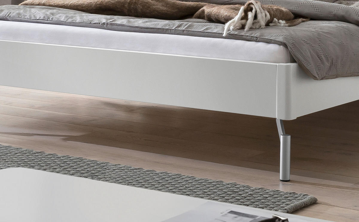 BETT 140/200 cm  in Weiß  - Alufarben/Weiß, Design, Metall (140/200cm) - Hasena