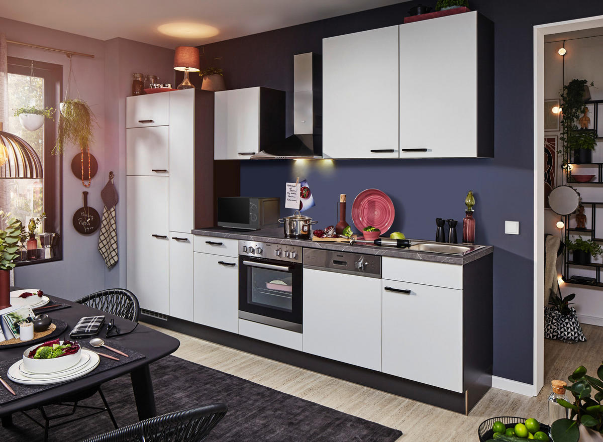 KÜCHENBLOCK   in Graphitfarben, Hellgrau  - Hellgrau/Schwarz, KONVENTIONELL, Holzwerkstoff/Metall - Xora