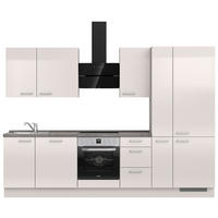 KÜCHENBLOCK 300 cm   in Schieferfarben, Hellgrau  - Schieferfarben/Edelstahlfarben, MODERN, Holzwerkstoff/Metall (300cm) - Nobilia