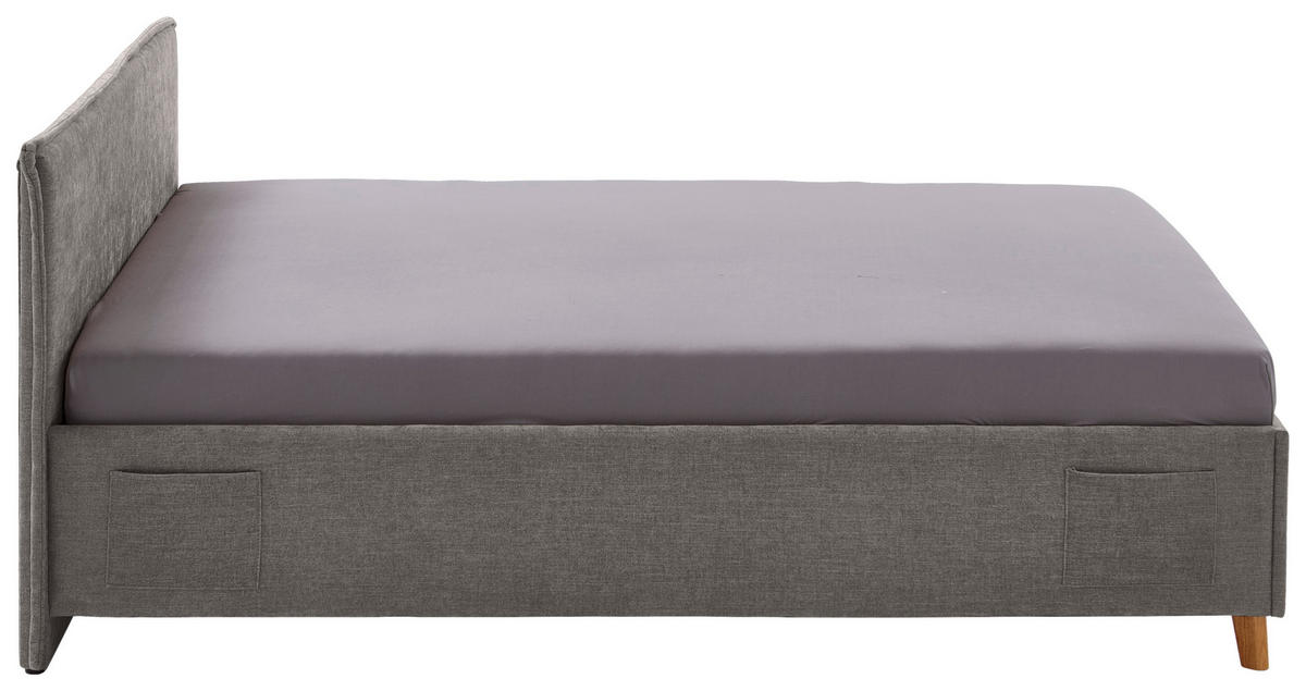 POLSTERBETT 140/200 cm  in Grau  - Eichefarben/Grau, Konventionell, Holz/Textil (140/200cm) - home24
