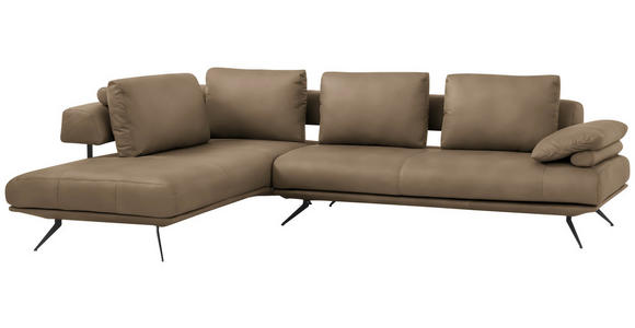 ECKSOFA in Echtleder Braun 231/305 cm - Schwarz/Braun, Design, Leder/Metall (231/305cm) - Dieter Knoll