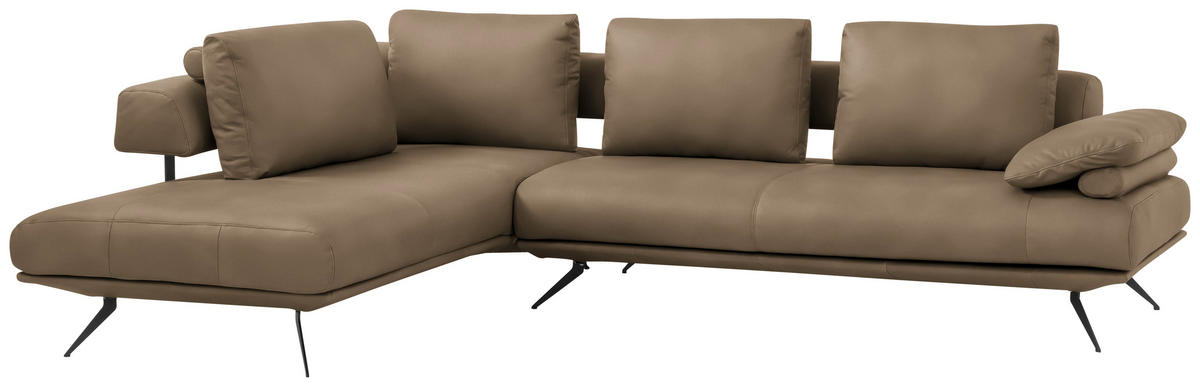 ECKSOFA  in Echtleder Braun  231/305 cm  - Schwarz/Braun, Design, Leder/Metall (231/305cm) - Dieter Knoll