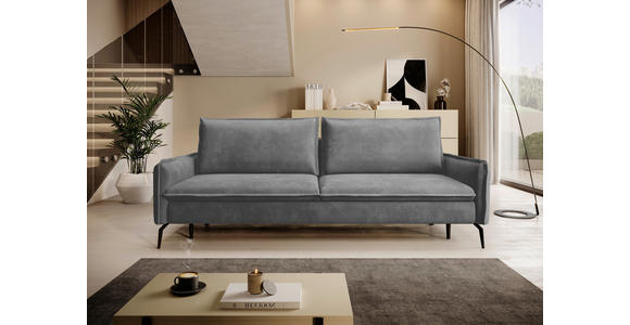 SCHLAFSOFA Chenille Dunkelgrau Rückenkissen, Bettkasten, Schlaffunktion, Rücken echt, Liegefläche im Originalstoff  - Dunkelgrau/Schwarz, KONVENTIONELL, Textil/Metall (223/89/107cm) - Carryhome