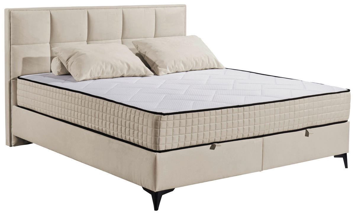 BOXBETT 180/200 cm  in Creme  - Creme/Schwarz, MODERN, Holzwerkstoff/Kunststoff (180/200cm) - MID.YOU