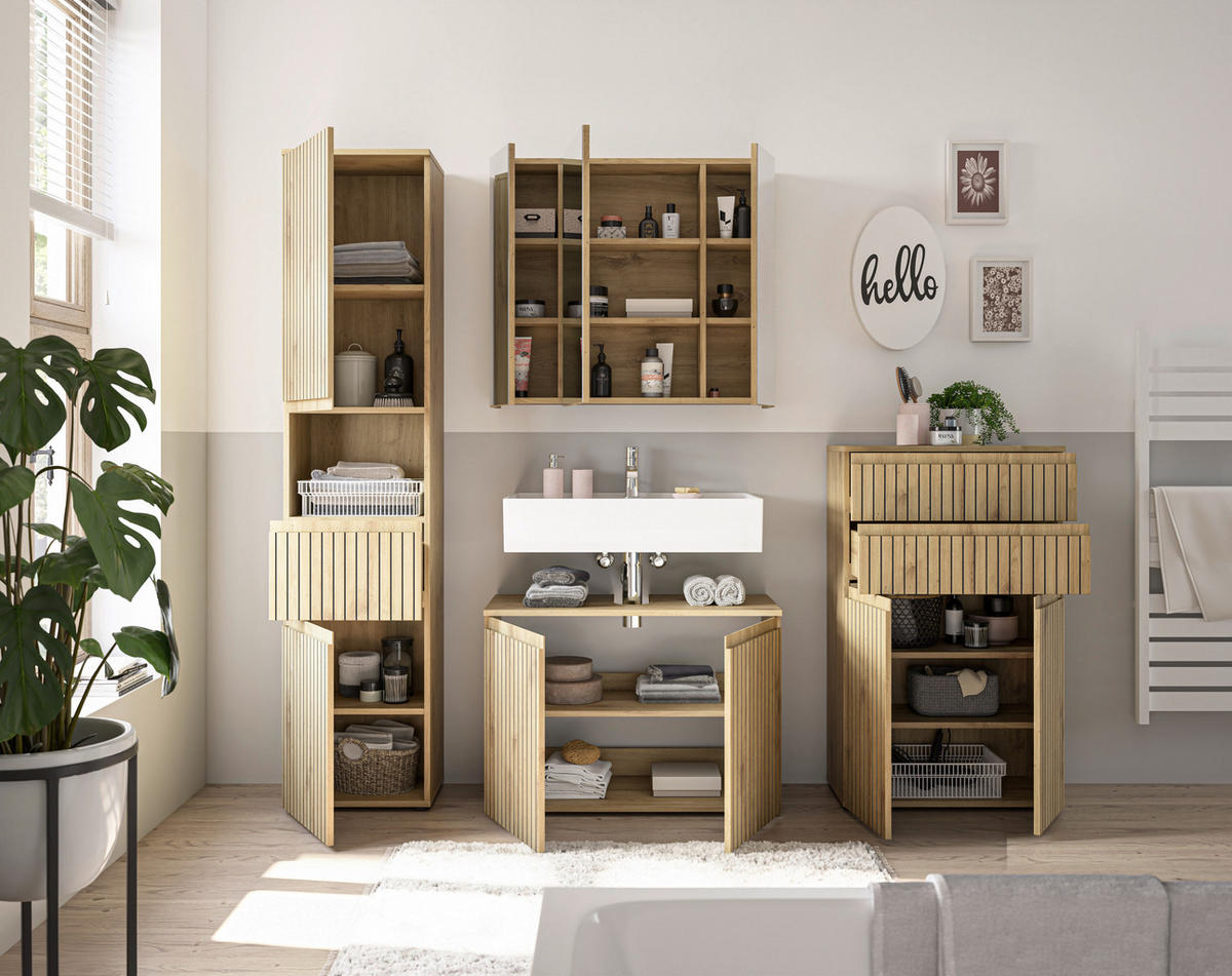 MIDISCHRANK 60/100/31 cm  - Schwarz/Eiche Artisan, MODERN, Holzwerkstoff/Kunststoff (60/100/31cm) - MID.YOU