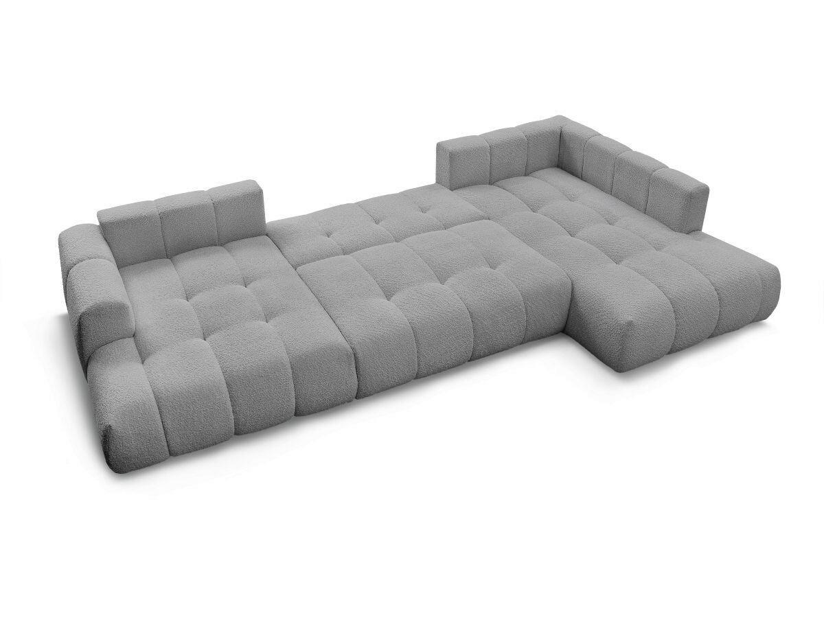 WOHNLANDSCHAFT  FUJI  Dunkelgrau Bouclé  - Dunkelgrau/Schwarz, MODERN, Kunststoff/Textil (160/377/204cm)