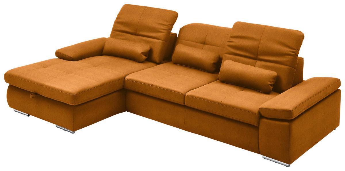 ECKSOFA  in Flachgewebe Currygelb  195/309 cm  - Chromfarben/Currygelb, Design, Textil (195/309cm) - Beldomo Style