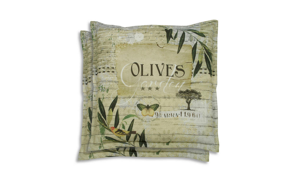 GARTENSITZKISSEN 2-er Set  - Hellgrün/Grün, Basics, Textil (50/7/50cm)