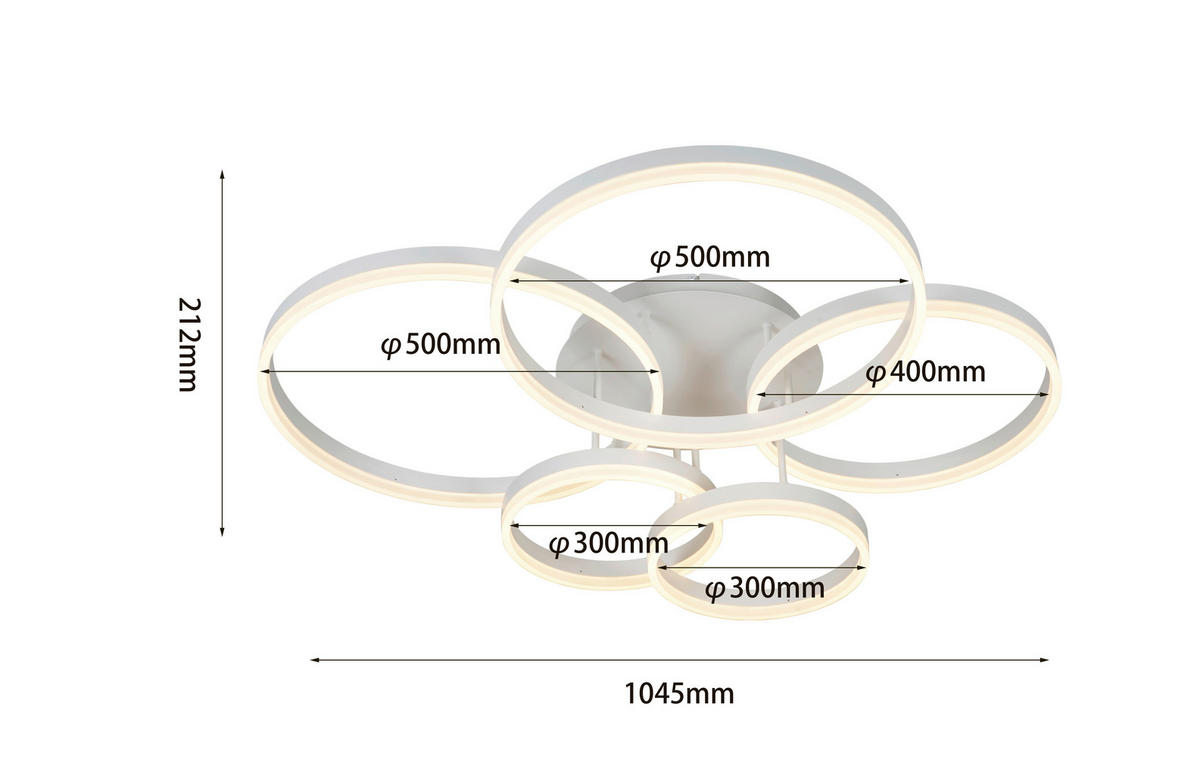 LED-DECKENLEUCHTE Ravello 105/86/22,5 cm   - Weiß, Design, Kunststoff/Metall (105/86/22,5cm)