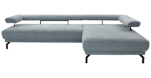 ECKSOFA in Chenille Hellblau  - Schwarz/Hellblau, Design, Textil/Metall (305/224cm) - Dieter Knoll