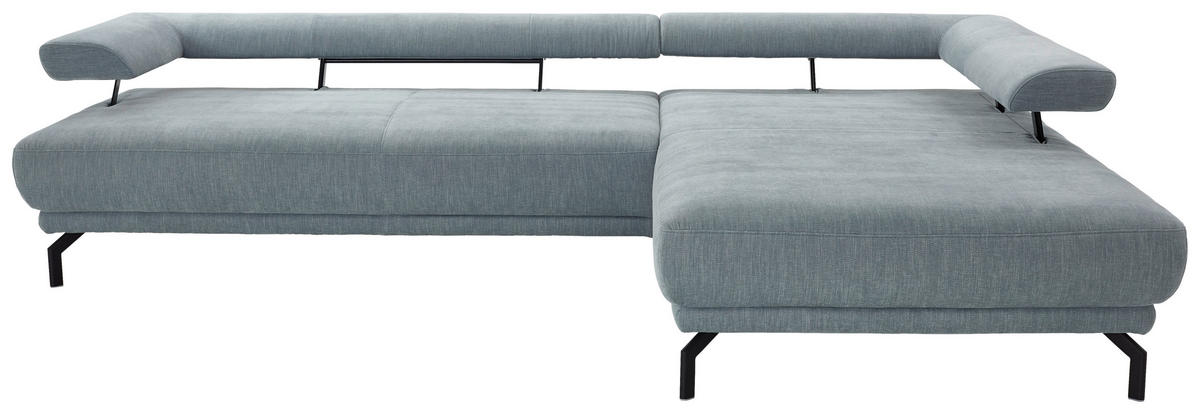 ECKSOFA in Chenille Hellblau  - Schwarz/Hellblau, Design, Textil/Metall (305/224cm) - Dieter Knoll