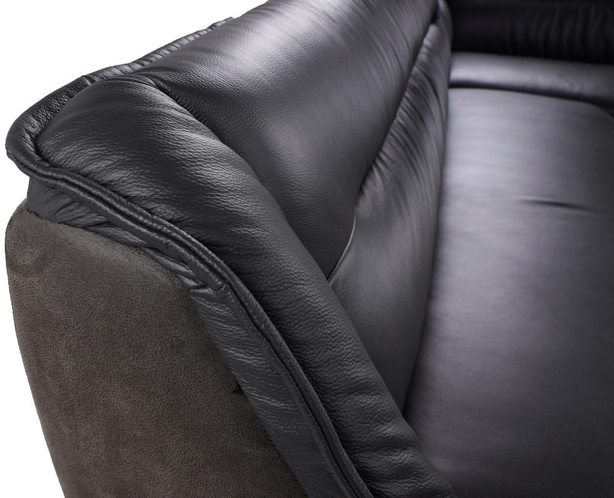 HÖRNBÄNK 178/237 cm  i antracit  - svart/antracit, Design, metall/läder (178/237cm) - Novel