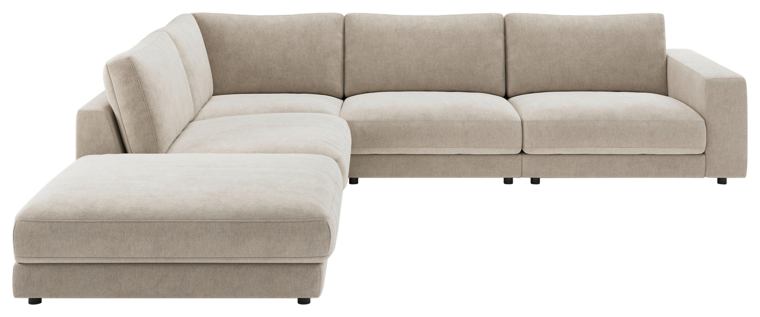 ECKSOFA Naturfarben Chenille  - Schwarz/Naturfarben, Design, Kunststoff/Textil (240/313cm) - Pure Home Lifestyle
