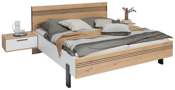 BETTANLAGE 180/200 cm  in Anthrazit, Weiß, Eichefarben  - Eichefarben/Anthrazit, Design, Holz/Holzwerkstoff (180/200cm) - Dieter Knoll