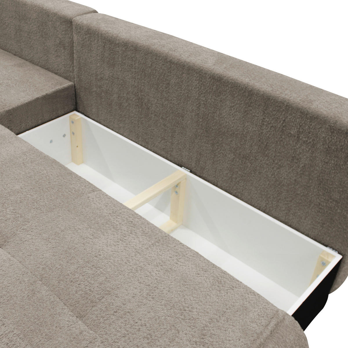 ECKSOFA PAROS Beige Bouclé  - Beige/Schwarz, Design, Kunststoff/Textil (179/277cm) - MID.YOU
