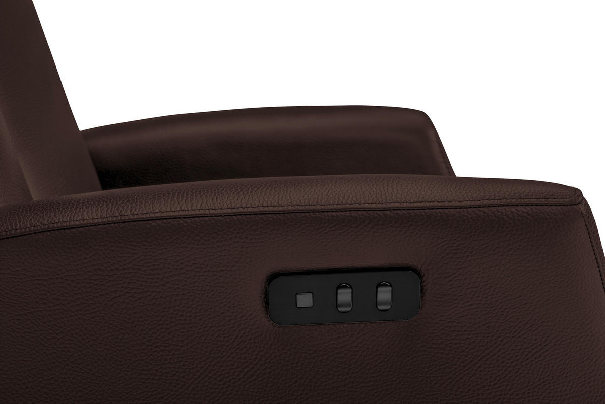 RELAXSESSEL in Leder Dunkelbraun  - Dunkelbraun/Silberfarben, Design, Leder/Metall (73/105/82cm) - Welnova