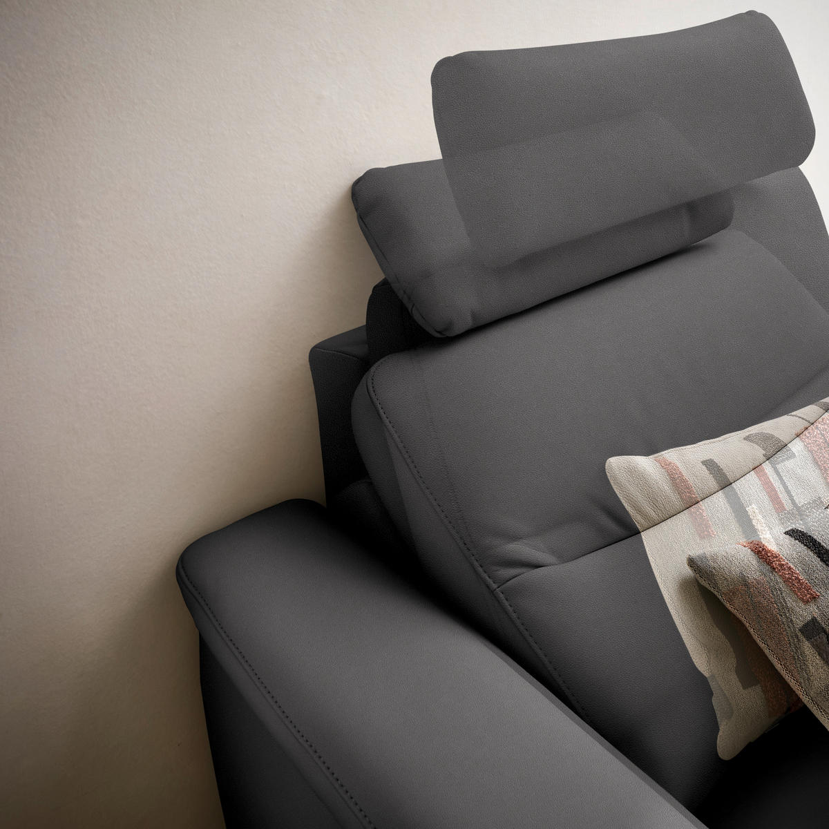 ECKSOFA in Echtleder Grau  280/249 cm  - Anthrazit/Grau, Design, Leder/Metall (280/249cm) - Himolla Komfortklass