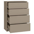 KOMMODE , 75/99/35 cm, 4 Schublade(n)  - Taupe/Silberfarben, Trend, Holzwerkstoff/Kunststoff (75/99/35cm) - Carryhome