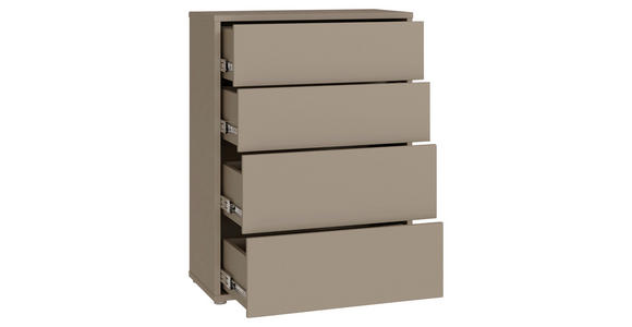 KOMMODE , 75/99/35 cm, 4 Schublade(n)  - Taupe/Silberfarben, Trend, Holzwerkstoff/Kunststoff (75/99/35cm) - Carryhome