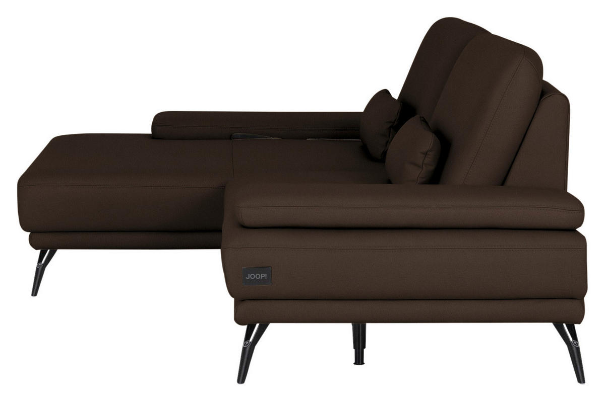 ECKSOFA JOOP! STUDIO in Echtleder Dunkelbraun  180/301 cm  - Dunkelbraun/Schwarz, KONVENTIONELL, Leder/Metall (180/301cm) - Joop!
