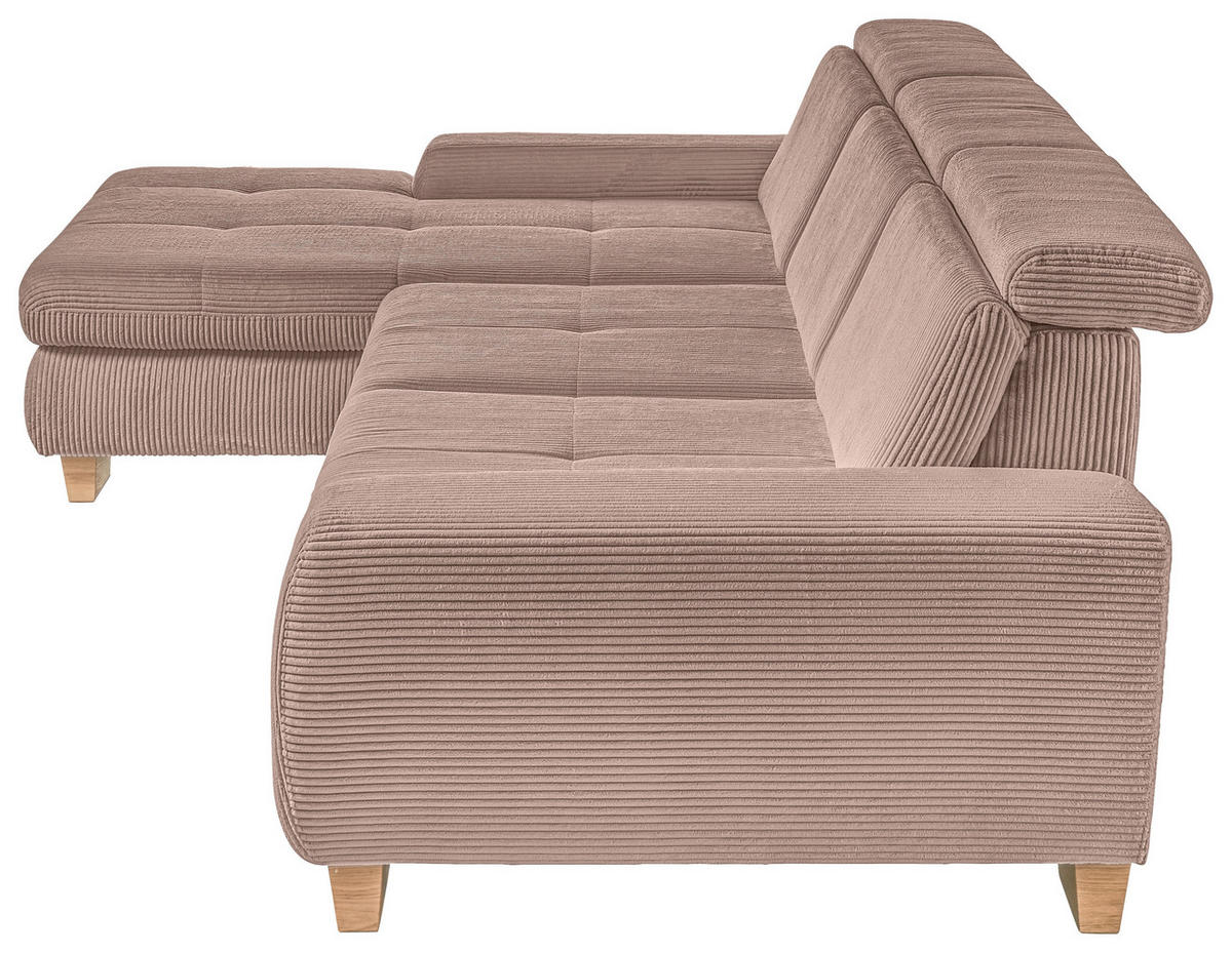 ECKSOFA Rosa Cord  - Eiche Bianco/Rosa, KONVENTIONELL, Holz/Textil (195/307cm) - SetOne by Musterring