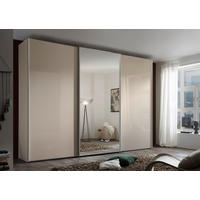 SCHWEBETÜRENSCHRANK 280/222/68 cm 3-türig Sandfarben  - Sandfarben/Chromfarben, Basics, Glas/Holzwerkstoff (280/222/68cm) - Moderano