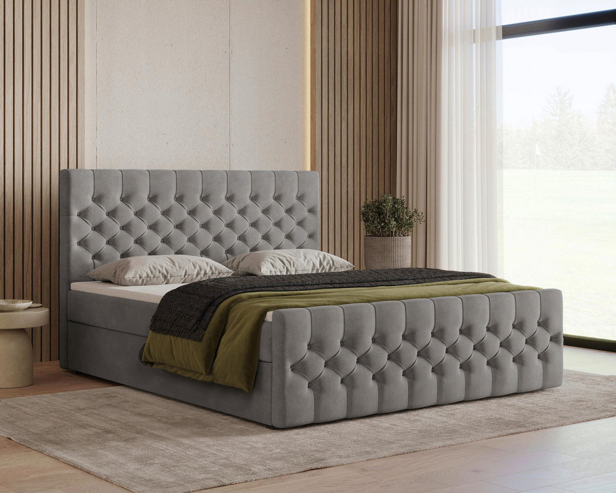 BOXBETT 180/200 cm  in Graphitfarben  - Schwarz/Graphitfarben, MODERN, Kunststoff/Textil (180/200cm) - Chameo