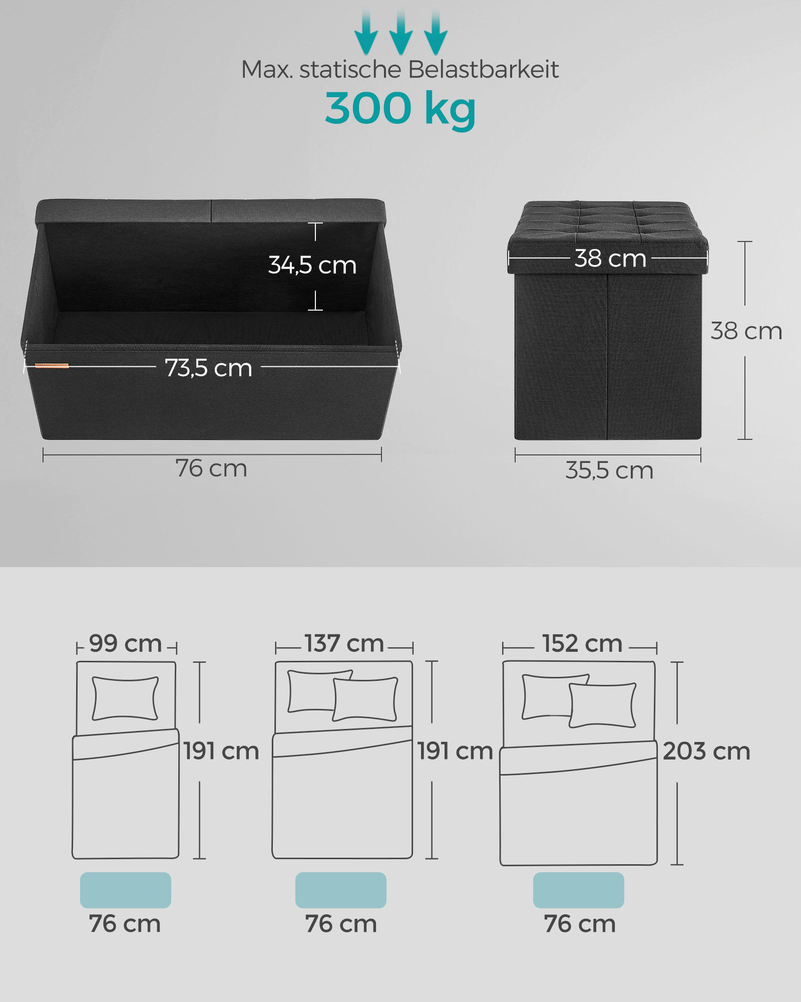 SITZBOX  - Schwarz, Basics, Textil (76/38/38cm)