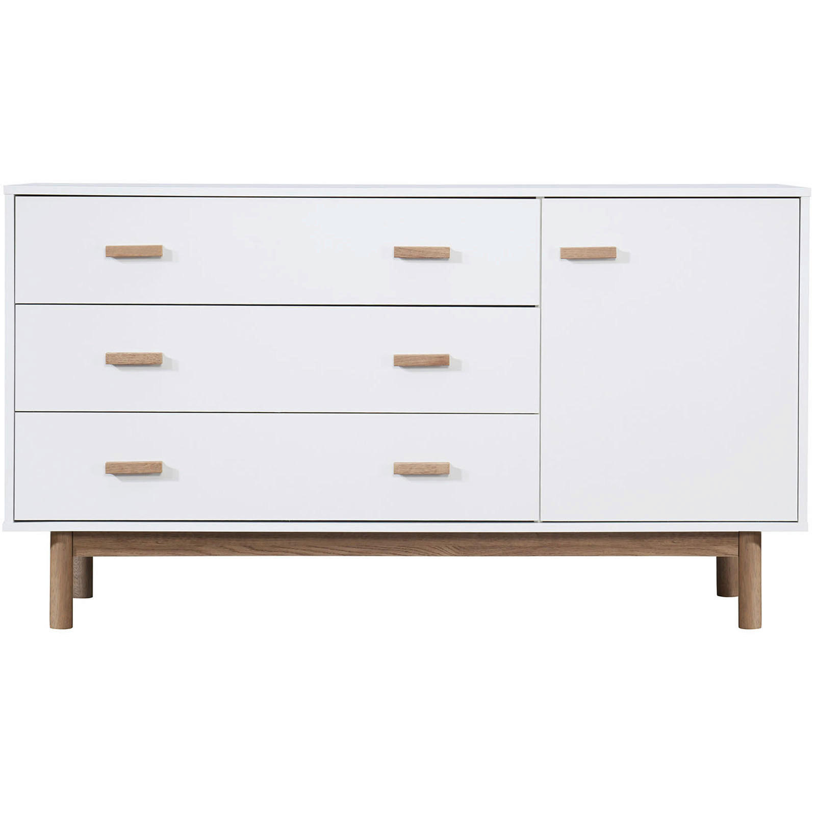 SIDEBOARD Melanie  3 Schublade(n)  - Eichefarben/Weiß, Design, Holzwerkstoff/Metall (144/80/44cm) - MID.YOU