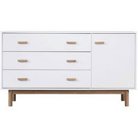 SIDEBOARD Melanie  3 Schublade(n)  - Weiss/Eichefarben, Design, Holzwerkstoff/Metall (144/80/44cm) - MID.YOU