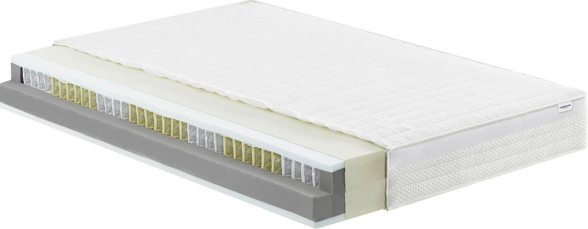 TASCHENFEDERKERNMATRATZE 140/200 cm Höhe ca. 23 cm  - Weiß, KONVENTIONELL, Textil (140/200cm) - Sleeptex