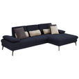 ECKSOFA in Chenille, Mikrofaser Anthrazit  299/157 cm  - Anthrazit/Schwarz, Design, Textil/Metall (299/157cm) - Dieter Knoll